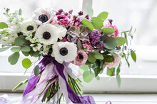 Wedding Bouquet With Nice Anemone Flowers