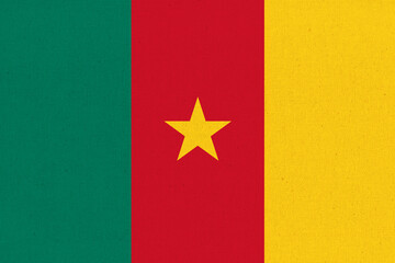 flag of cameroon. flag on fabric surface. fabric texture