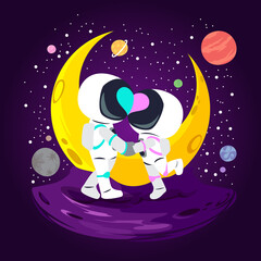 Wall Mural - illustration of astronaut in love