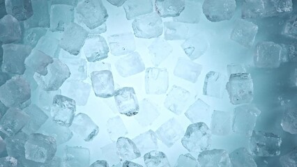 Aufkleber - Super slow motion of falling ice cubes separated on blue background. Filmed on high speed cinema camera, 1000 fps. Speed ramp effect.