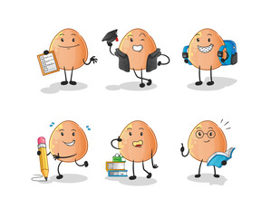 egg education set character. cartoon mascot vector