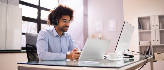 Poster - Man Using Online Virtual Video Training