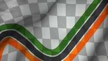 Orange And Green Race Flags, Sport And Promo Style Background