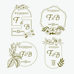 Wall Mural - frame wedding card text ornament, monogram border template