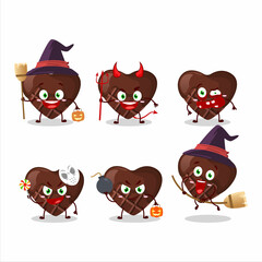 Canvas Print - Halloween expression emoticons with cartoon character of chocolate love