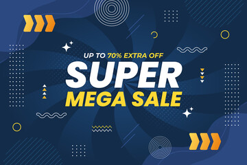 Super mega sale banner with geometric element