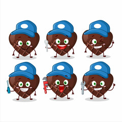 Poster - mechanic chocolate love cute mascot character with pliers