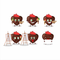 Wall Mural - Artistic Artist of chocolate love cartoon character painting with a brush