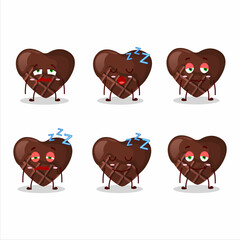 Wall Mural - Cartoon character of chocolate love with sleepy expression