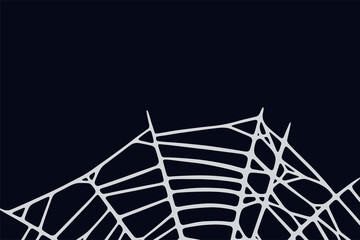 Wall Mural - Spider web on black background. Spooky Halloween cobweb. Handrawn vector illustration