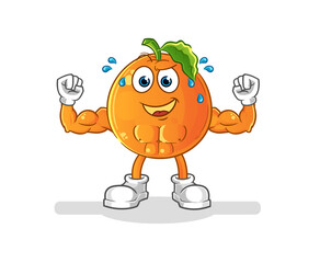 Poster - Orange muscular cartoon. cartoon mascot vector