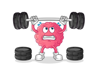 Wall Mural - brain lifting the barbell character. cartoon mascot vector