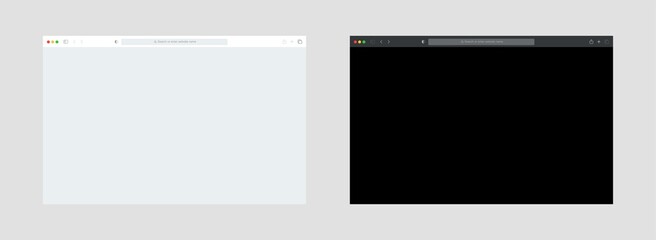 Poster - Empty browser template window on white background. Light and dark mode UI design vector.