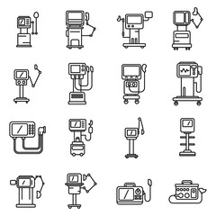 Poster - Ventilator Medical Machine icons set outline vector. Air ventilator