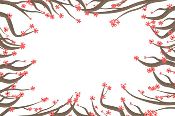 Wall Mural - cherry blossom tree branch vector illustration
