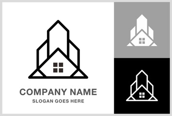 Canvas Print - Building House Architecture Interior Real Estate Business Company Vector Logo Design