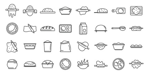 Sticker - Dough icons set outline vector. Pizza bake