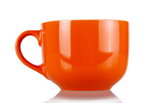Beautiful Big Orange Cup Isolated On White