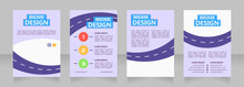 Road Test Lessons Blank Brochure Design. Template Set With Copy Space For Text. Premade Corporate Reports Collection. Editable 4 Paper Pages. Bebas Neue, Ebrima, Roboto Light Fonts Used