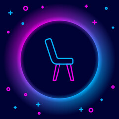 Sticker - Glowing neon line Armchair icon isolated on black background. Colorful outline concept. Vector