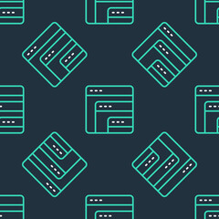 Line Software, web developer programming code icon isolated seamless pattern on black background. Javascript computer script random parts of program code. Vector