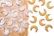 Traditional German Or Austrian Vanillekipferl Vanilla Kipferl Cookies Isolated On White Background