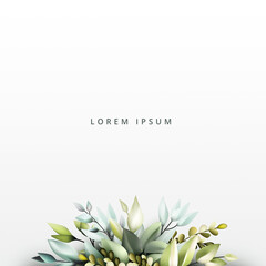 Poster - flora frame background with green leaves
