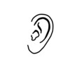Human ear on a white background. Sketch. Vector illustration.