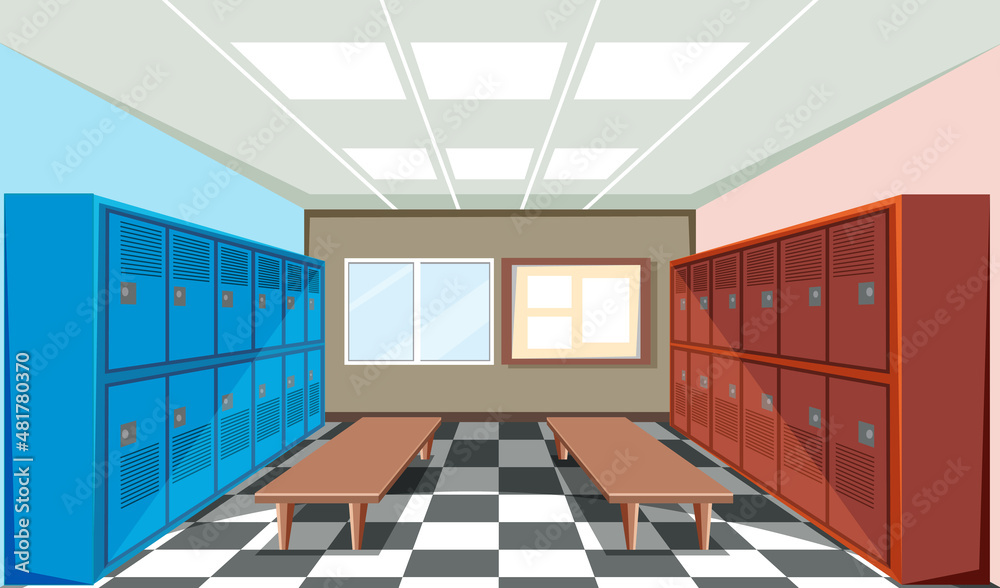 School locker room scene Stock Vector | Adobe Stock