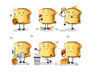 Wall Mural - sandwich save the earth group. cartoon mascot