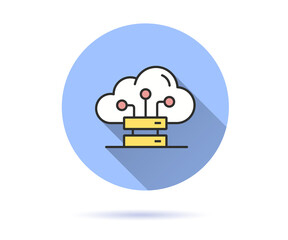 Poster - data center icon with long shadow for graphic and web design.