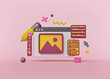 Photo Editing Software interface. minimal cute elements design. 3d rendering