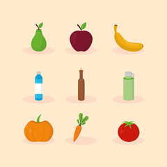 Poster - icons collection healthy life