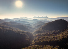 Scenery Of Doi Luang Chiang Dao With Mountain Layer And Fog On Sunny Day In Tropical Rainforest At National Park