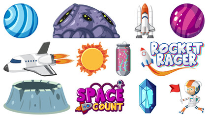 Wall Mural - Set of isolated fantasy space objects