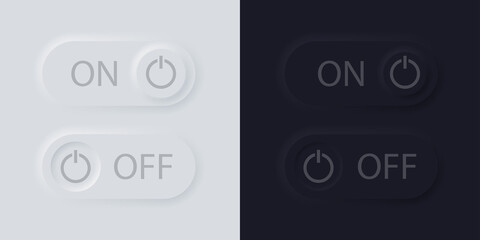 Poster - On and off toggle switch buttons in neumorphic design style. 