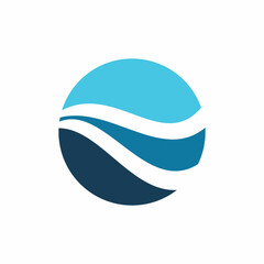 Poster - circle blue ocean wave logo design