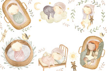 Babies Watercolor Newborn Clipart Illustration