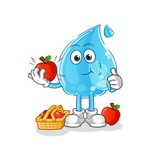 Wall Mural - water drop eating an apple illustration. character vector