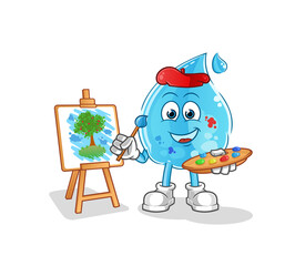 Wall Mural - water drop artist mascot. cartoon vector