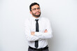 © luismolinero - Business Brazilian man isolated on white background making doubts gesture while lifting the shoulders