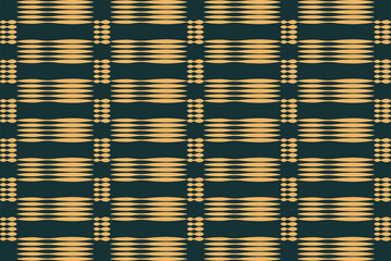 Poster - Chevron emerald (dark green) seamless pattern with golden curve wave lines. Cute ivory background in light halftone. Herringbone vector backdrop. Gold festive stripes.