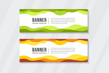 Poster - Set of two vector abstract banners. Trendy modern flat material design style. green and orange colors. Text placeholder. Vector Abstract banner modern web template
