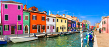 Most Colorful Places (towns) - Burano Island, Village With Vivid Houses Near Venice, Italy Travel And Landmarks