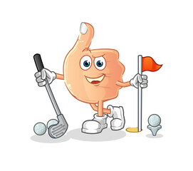 Wall Mural - thumbs up playing golf vector. cartoon character