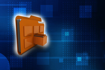 Poster - 3d rendering folder with documents