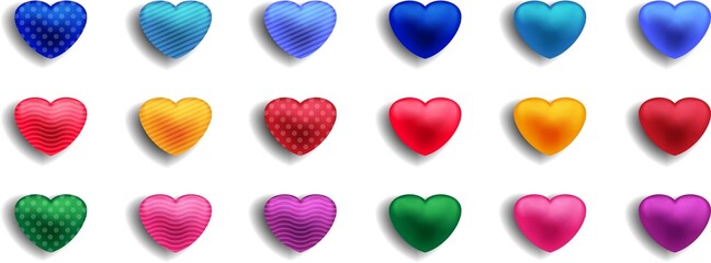 3d realistic love with various color and pattern by vector design
