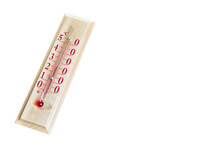 Thermometer With Red Scale On A White Background.