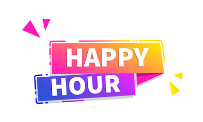 Wall Mural - Vector Illustration Dynamic Happy Hour Label