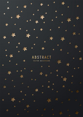 Canvas Print - Black elegant celestial background with stars, shiny golden glitter and sparkles. Layered decorative design template of invitation, brochure, notebook or card. A4 cover in minimalism style
